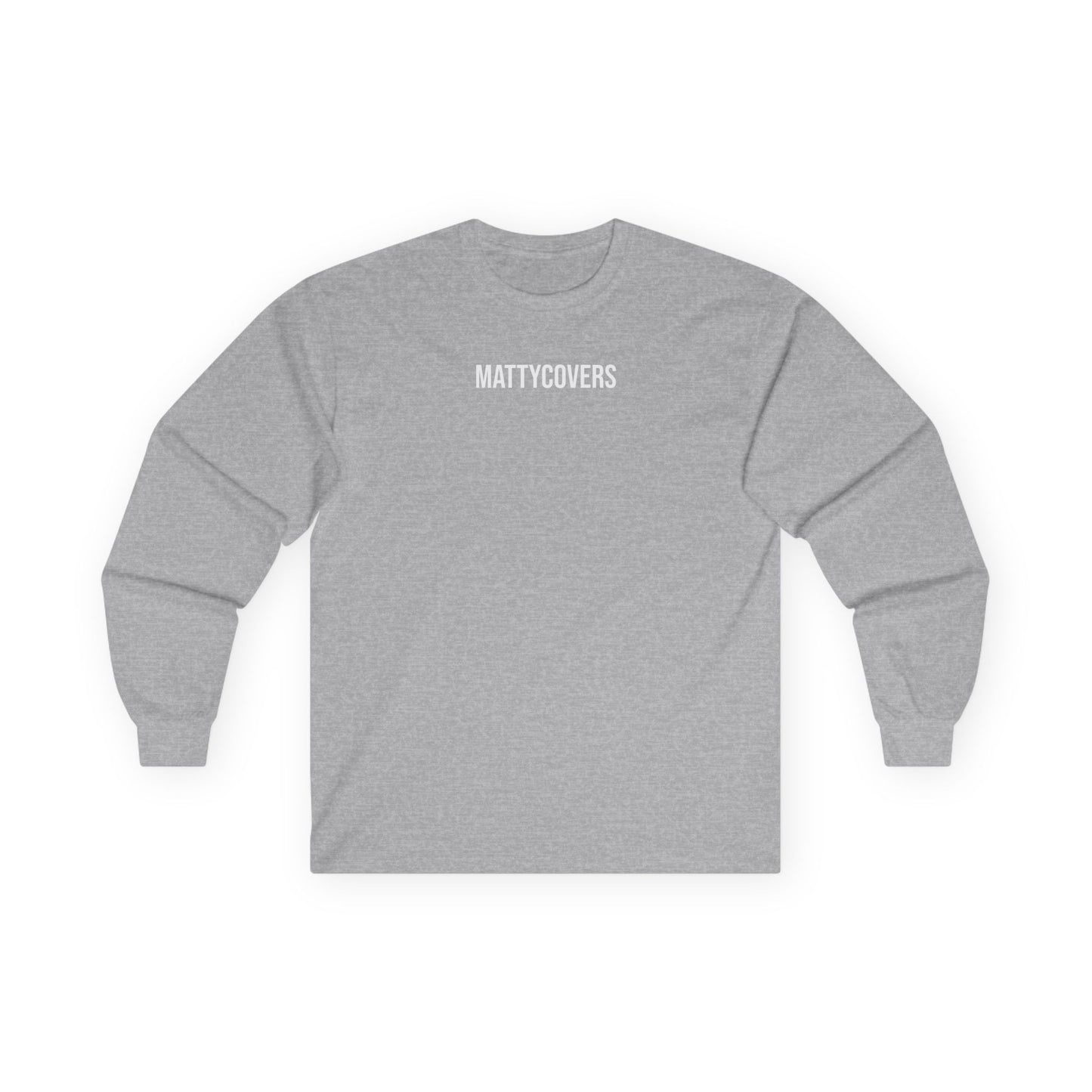 Mattycovers Minimalist Long Sleeve Tee — White Logo Cotton Shirt