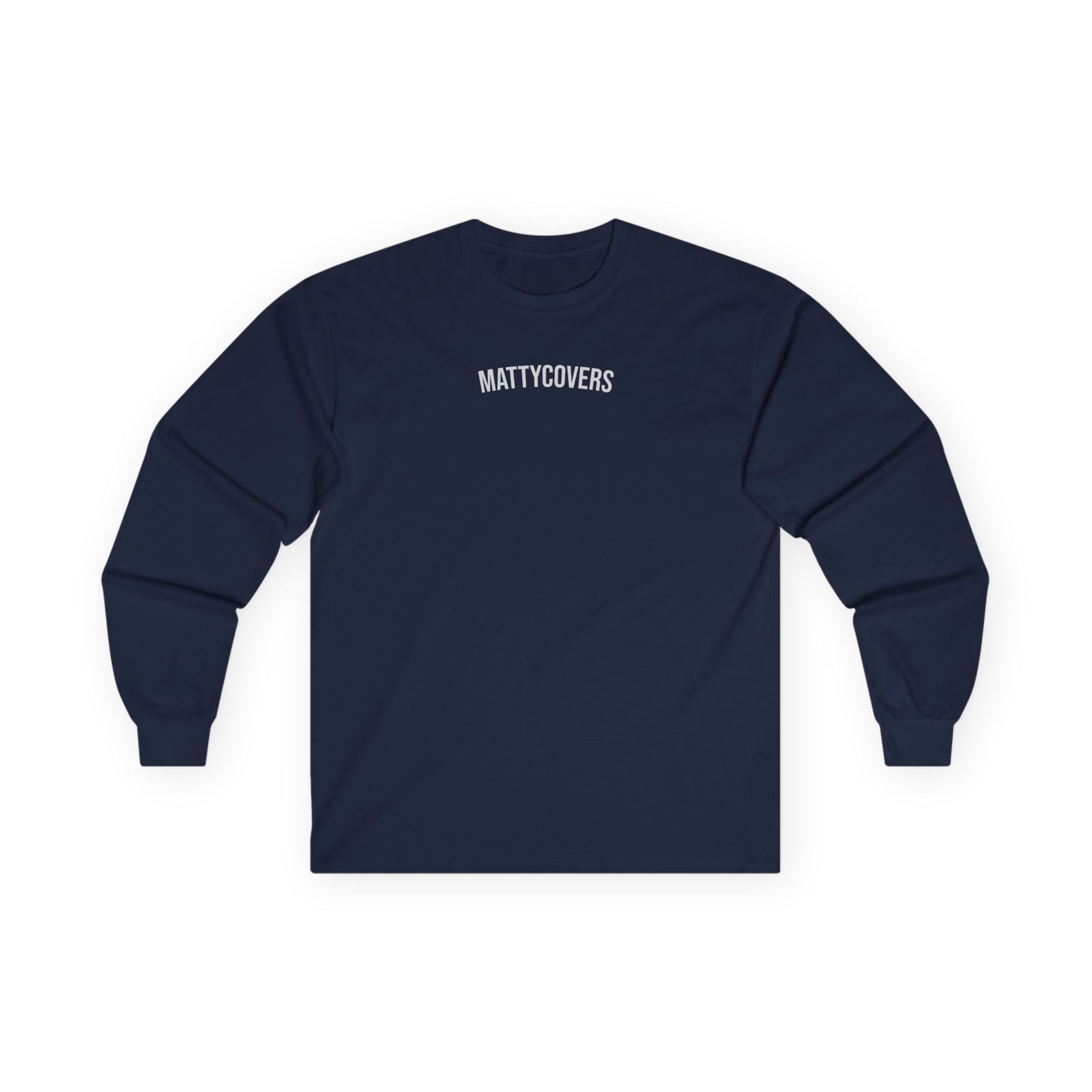 Mattycovers Minimalist Long Sleeve Tee — White Logo Cotton Shirt