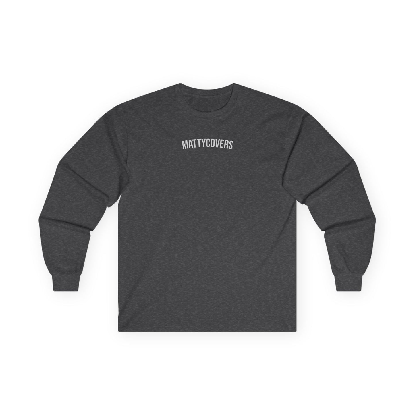 Mattycovers Minimalist Long Sleeve Tee — White Logo Cotton Shirt