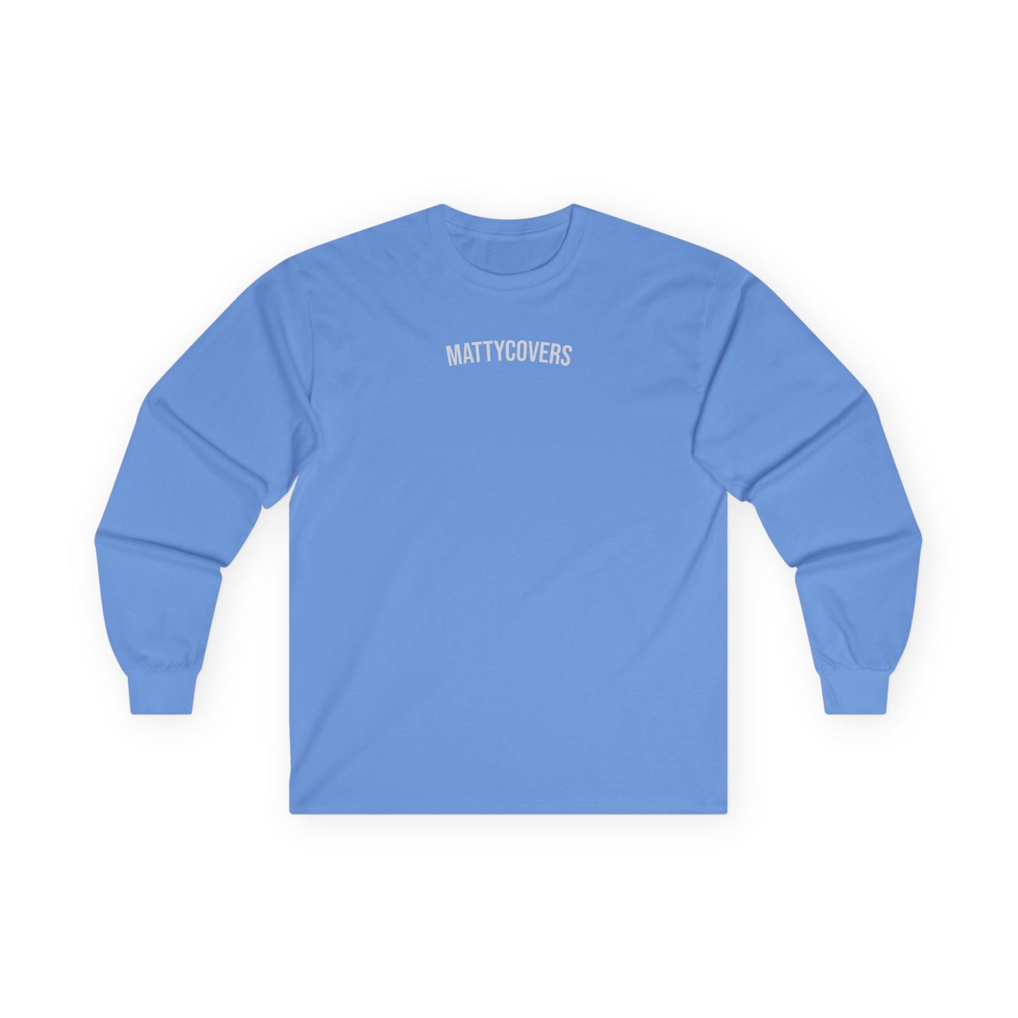 Mattycovers Minimalist Long Sleeve Tee — White Logo Cotton Shirt